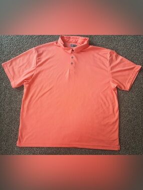 Links Edition Men’s Polo Golf Shirt XXL Coral Orange Performance Short Sleeve